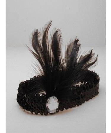 All Accessories Black Charleston 20s Flapper Headband Stretch Sequin Oval Stone Browband 1920's - Buy Online on GoSupps.com
