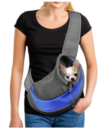 Tragot dog small cat carrying bag puppy pocket pet pet mesh transport bag adjustable shoulder bag travel dog application bag dog carrier cat carrier small animals dog application l l (2-4kg) blue