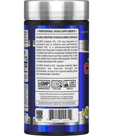 ALLMAX Essentials Creatine HCL 750mg Capsules - 90 Count | Premium Performance Supplement for Muscle Growth & Recovery - Ships Internationally - Buy Online on GoSupps.com