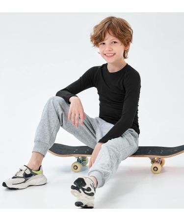 Mrignt 2 Pack Youth Boys Thermal Compression Shirts - Long Sleeve Fleece Baselayer for Soccer, Baseball, Running - Medium/7-9 Years - Classic White Black - Buy Online on GoSupps.com