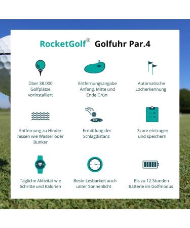 Buy Rocketgolf Par 4 GPS Golf Clock - 38 000+ Courses Distance Measuring & Pedometer - Free Updates - Buy Online on GoSupps.com