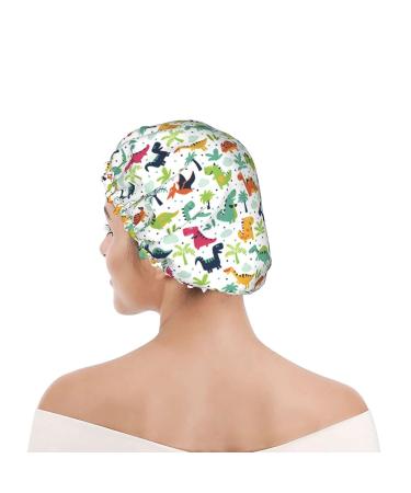 Kadiman Dinosaur Shower Cap for Women - Reusable Waterproof Hair Cap for Long Hair - Buy Online on GoSupps.com