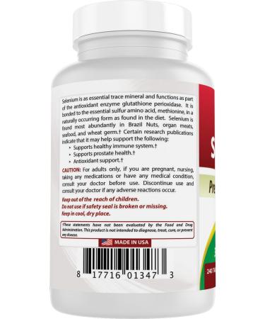 Best Naturals Selenium 200 mcg Supplement 240 Count 240 Count (Pack of 1) - Buy Online on GoSupps.com