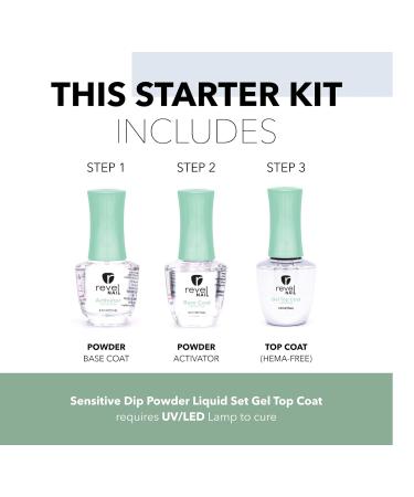 Revel Nail Sensitive Dip Powder Liquid Set - Hema Free Base Coat Activator & Gel Top Coat for Sensitive Nails | International Shipping - Buy Online on GoSupps.com