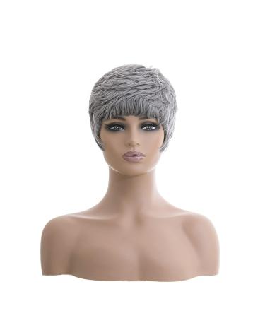 Short Grey Pixie Cut Wig for Black Women - Black Wavy Layered Style - Buy Online on GoSupps.com