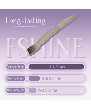FSHINE Real Hair Extensions - 40cm Light Brown to Platinum Blonde Ombre Tape-In Invisible Extension Virgin Hair 20g #9A/10/800 - Buy Online on GoSupps.com