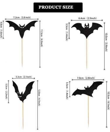 Halloween Cupcake Toppers Black Bat Glitter Cupcake Decorations DIY Cake Insert Topper Food Fruit Dessert Cupcake Picks for Halloween Birthday Cake Decorations Party Supplies (24pcs) - Buy Online on GoSupps.com