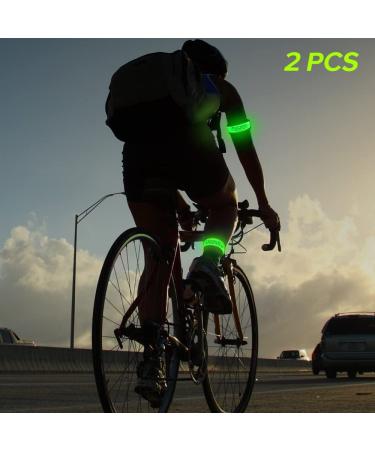Pack of 2pcs- LED Sports Saftey Flashing Reflective Armband with High Visibility Light up Glow in The Dark Bracelet for Cycling  Jogging  Walking and Running (Green) - Buy Online on GoSupps.com