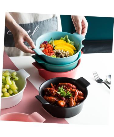 Alipis Soup Double Tableware Dessert Noddle Salad Ceramic Home Fruit Bowl Kitchen Large Capacity Container Black 23X19X7.7CM - Buy Online on GoSupps.com