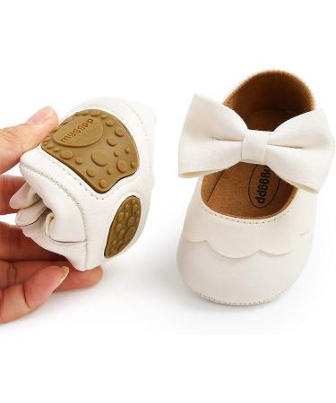 Baby Girls Mary Jane First Walking Shoes | PU Leather Anti-Slip Princess Shoes | Infant Baby Shoes 6-12 Months | E White - Buy Online on GoSupps.com