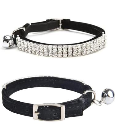 Buy CHUKCHI Soft Velvet Adjustable Diamante Bling Collar for Cats & Small Dogs - Safe & Stylish with Bells - International Shipping Available - Buy Online on GoSupps.com
