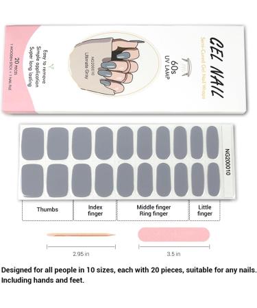Foyute Semi Cured Gel Nail Strips 20 Pcs Soft Self-Adhesive Gel Nail Polish Wraps Sticker for Salon-Quality Manicure Set Long Lasting Easy to Apply & Remove Nail File & Wooden Stick (Grey) - Buy Online on GoSupps.com