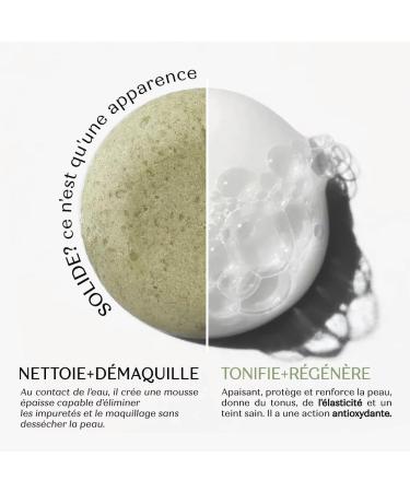 REGENERATING solid cleansing foam - with Spirulina essential oils - delicate facial make-up remover for normal and combination skin - Vegan concentrate - equivalent to 300 ml of liquid - Buy Online on GoSupps.com