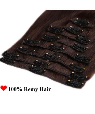 SEGO Clip-in Extensions | Real Remy Hair 8-Piece Set | Soft Dark Brown #2 | Affordable 25cm Hairpiece - Buy Online on GoSupps.com