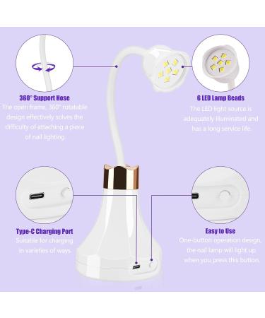 Rose Mini Nail Dryer - Aceshop 18W UV LED Nail Lamp for Gel Polish, Portable and USB Rechargeable, 360 Rotatable Design - Quick Dry Curing Lamp for DIY Manicure at Home or Salon - Buy Online on GoSupps.com