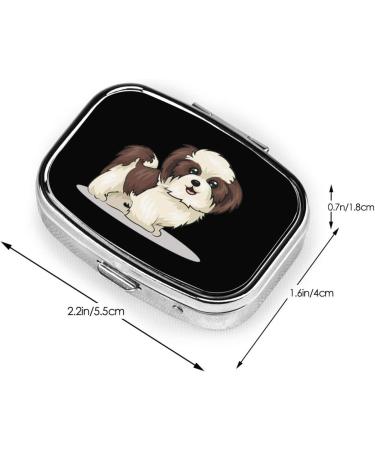 Shih Tzu Dog Portable Mini Travel Pill Box - Square Vitamin Organizer for Daily Reminders - Buy Online on GoSupps.com
