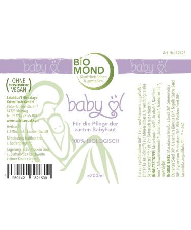 Buy ORGANIC Baby Oil BIOMOND TEST WINNER - 200ml Natural Additive-Free Vegan Formula Recommended by Midwives - Buy Online on GoSupps.com