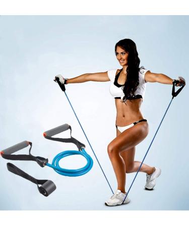 TOCO FREIDO Single Resistance Bands Workout Bands with Handles and The Exercise Bands with Door Anchor Suitable for Resistance Training Physical Therapy Home Workouts Boxing Training Blue