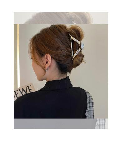 Silver Triangle Hair Claw Clip for Women and Girls - Non-Slip Medium Metal Hair Clamp for Thick Hair - Stylish Hair Accessory - Buy Online on GoSupps.com