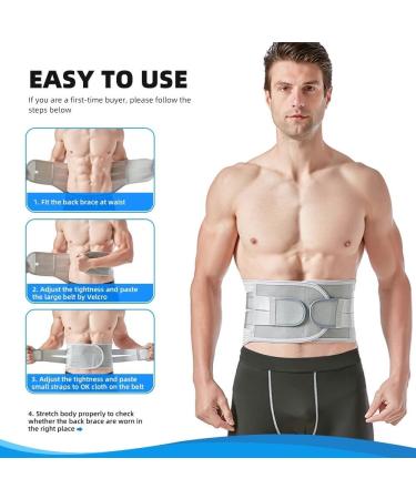 Lower Back Brace with Bionic Support - Adjustable Lumbar Belt for Herniated Disc Sciatica & Scoliosis | XX-Large Gray - International Shipping Available - Buy Online on GoSupps.com