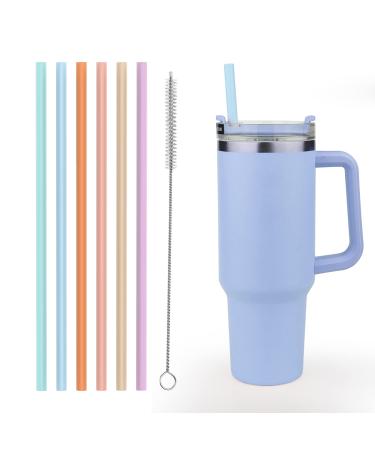 XANGNIER 6 Pack Multicolor Silicone Replacement Straws for Stanley 20 30 40 oz cup Reusable Long Straw with Cleaning Brush for Stanley Quencher Adventure Stanley Water Jug Stanley Cup Accessories silicone straws