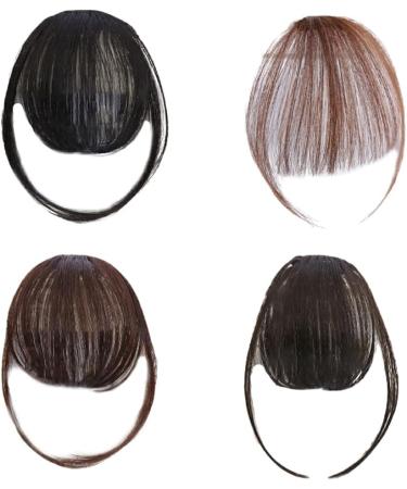 rongweiwang Endless Style Options With These Clip In Hair Extensions Creating 3D Clip In Bangs Tape In Hair Extensions Human Hair brownish black - Buy Online on GoSupps.com