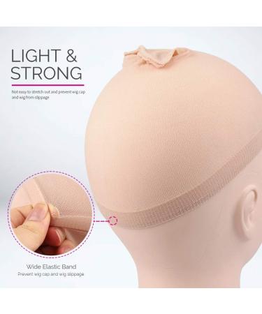FANDAMEI 6 Pcs Natural Beige Stocking Wig Cap - Elastic Nude Caps for Wigs - Unisex Close End Stocking Cap for Women Men - Buy Online on GoSupps.com