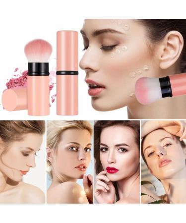 Retractable Telescopic Face Kabuki Brush - Pink | Portable Round Powder Makeup Brush - Buy Online on GoSupps.com