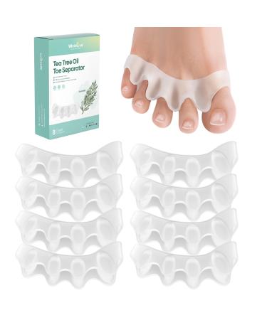 Toe Spacer Bunion Corrector - 8 Pcs Tea Tree Oil Infused Gel Toe Separator to Restore Hammertoes Bunion Correct for Women Men Fits for Yoga Practice
