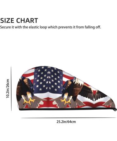 Bald Eagle American Flag Coral Velvet Dry Hair Cap - Quick-Dry Hair Towel Wrap for Men & Women | Ideal for Travel & Home - Buy Online on GoSupps.com