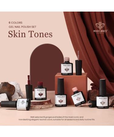 Modelones Gel Nail Polish -6 Colors Nude Pink Gel Polish Set Skin Tones Neutral Brown Soak Off Gel Nail Kit Manicure DIY Nail Art Salon Home Gift - Buy Online on GoSupps.com