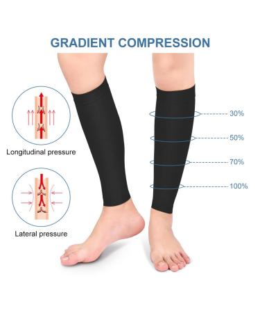 Calf Compression Sleeves 20-30mmHg Graduated Pressure for Swelling & Varicose Veins - Black-M - Buy Online on GoSupps.com