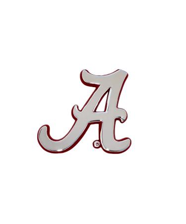 Alabama UA Crimson Tide Metal Auto Emblem - Many Available! Roll Tide! Chrome (Crimson Trim)