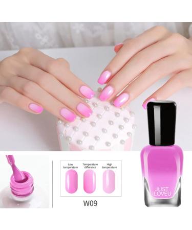 Pink Nail Polish - Quick Drying Long-Lasting Nail Varnish - Color Changing Temperature Control Nail Polish Home Nail Art Design - Without Use UV Lamp 7ml (W09) - Buy Online on GoSupps.com