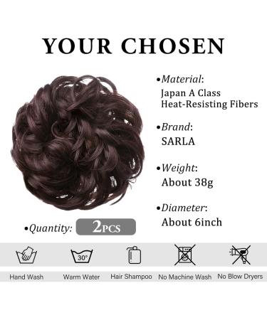 SARLA 2PCS Messy Hair Bun Scrunchies Synthetic Hair Extensions in Chocolate Brown - Updo Hairpieces for Women and Girls - Buy Online on GoSupps.com