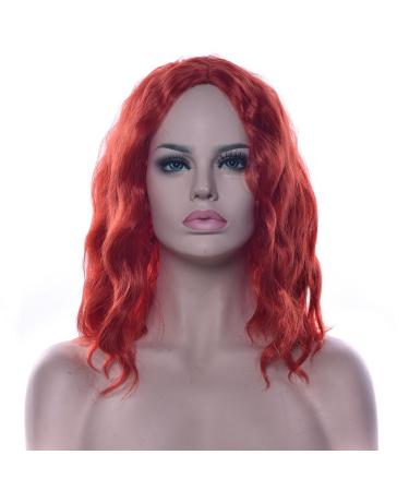 Fouriding Wig Short Curly Wave Women Bob Hair Wigs for Ladies Halloween Cosplay Party Anime Carnival Costume (Red)