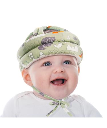 Dioxide baby protection helmet head protection baby fall protection breathable cotton adjustable baby helmet for children boys girls for crawling and running (verde)