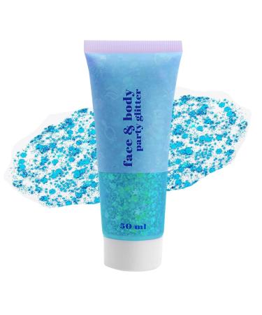 GL-Turelifes GL-Turelifes Blue Glitter Body Gel Face Makeup Sparkling Glitter Thick Hair Singer Concert Festival Rave Accessory Mermaid Sequin (#10 Ice Blue)