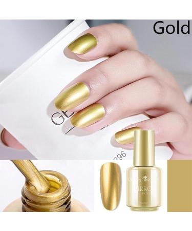 Metal Nail Polish 18ml Mirror Effect Gel Nail Polish Gold Nail Varnish Chrome Nail Art Polish Quick Dry Long-Lasting Non-Peelable No UV (Gold 01) - Buy Online on GoSupps.com