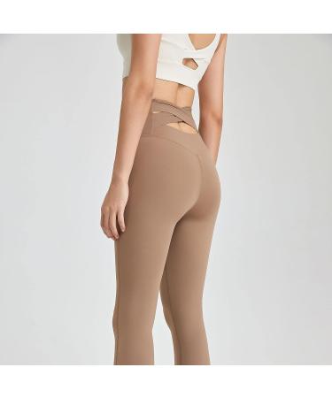 ESCBUKI High Waist Flare Yoga Pants for Women - Tummy Control Sweatpants - Medium Khaki - Buy Online on GoSupps.com