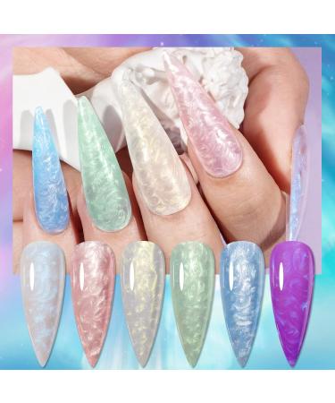 Mizhse Gel Nail Polish Set - 6 Pearl Effect Colors | White Shimmer UV Gel | 10ml UV/LED Soak Off Nail Polish - Buy Online on GoSupps.com