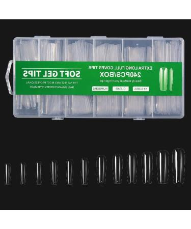 1 Box/box Extra Long Gel Nail Tips Full Cover Fake Nails Luxury Soft Gel Press On Nails DIY Manicure Nail Salon Supply Extra Long Soak Off Nail Extensions Gel False Nails full nail
