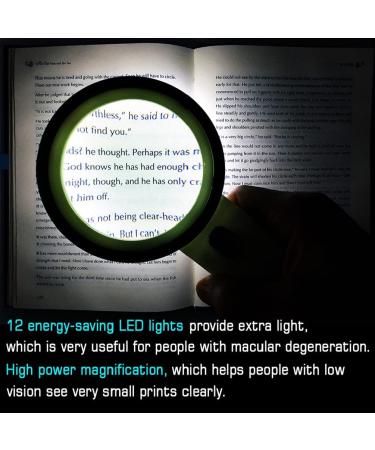 Magnifying Glass with Light Magnifier with Lights 30X 12 LED Double Optical Glass Lens Handheld Magnifying Glass Lighted Magnifying Glass for Reading Seniors Coins Macular Degeneration Low Vision - Buy Online on GoSupps.com
