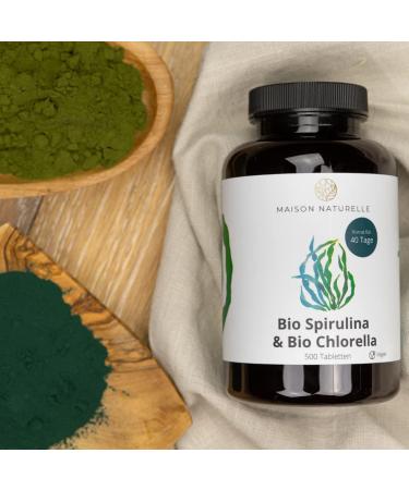 Maison Naturelle Bio Spirulina & Chlorella Mix - 2400mg Organic Spirulina & Chlorella Algae | 500 Tablets | International Shipping Available - Buy Online on GoSupps.com