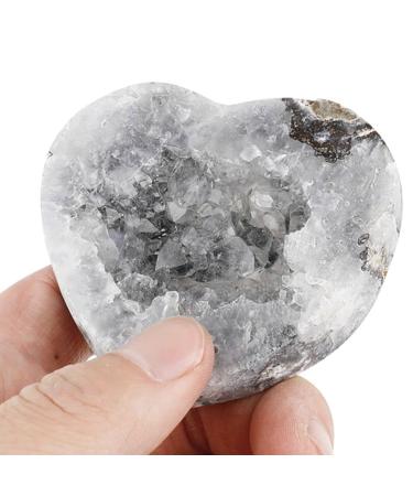 Natural Crystal Natural Agate Geode Heart Shape Stone Crystals Halves Stones Slice Specimen Collection Loving Gifts 55-65mm Home Goods (Size : 2pcs)