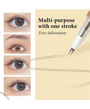 Double Tip Lower Eyelash Pencil 2024 Upgraded 3D Waterproof 2 Tip Eyelash Pen Eye Liner Liquid Eyeliner with Micro Fork Tip for Girls Women Natural Makeup Fine Stroke Eyebrow Pencil (2-PCS #2) - Buy Online on GoSupps.com