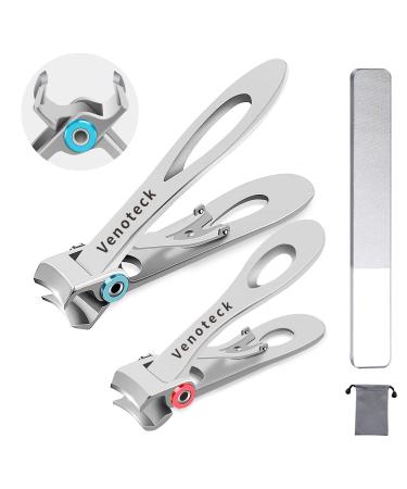 Nail Clippers Set,Fingernail Toenail Clippers for Thick Nails,Nail Clipper for Adult Men Women Seniors Silver