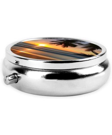 Buy Sunset Beachround Pill Box - 3 Compartment Portable Organizer for Travel & Purse - International Shipping Available - Buy Online on GoSupps.com