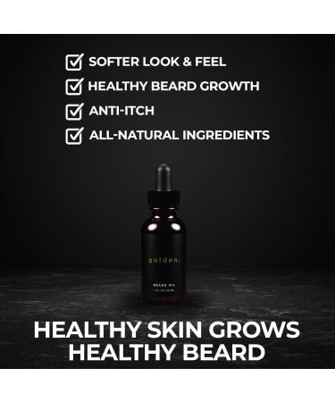 Golden Grooming Co. Beard Oil for Men | Organic Beard Moisturizer & Growth Oil | All-Natural Formula with Vitamin E - 1 fl oz - Buy Online on GoSupps.com
