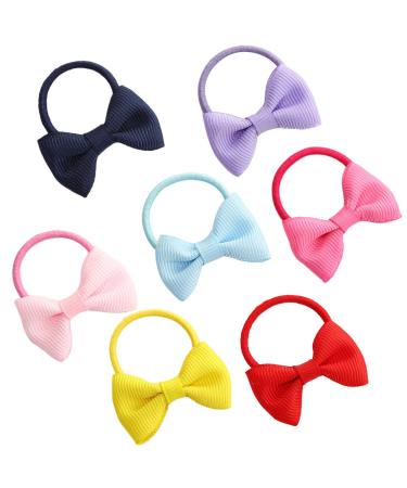 FRCOLOR 14Pcs Hair Bows Ties Girls Elastic Baby Kids Hair Tie Bands Ropes Toddler Fabric Mixed Colorful Hair Holder